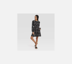 Women&#39;s Balloon Long Sleeve Mini A-Line Dress - Universal Thread Black F... - $294.49 MXN