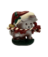 Puppy Dog w/ Candy Cane Cast Iron Door Stop Christmas Gray Red Green 198... - $19.80