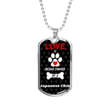 Japanese Chin Love Is Stainless Steel or 18k Gold Dog Tag 24&quot; Chain - £38.04 GBP+