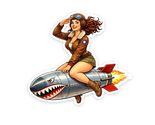 WWII PinUp Girl Pilot Sticker Vinyl Decal Waterproof Riding the Bomb USA - $4.50+