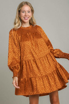 Umgee Smocked Leopard Long Sleeve Tiered Dress - £49.38 GBP