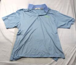 Fairway &amp; Greene Light Blue Striped Polo Golf Shirt L/G 100% Cotton Embr... - $14.20