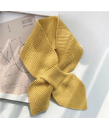 bowknot Cross Knit Neck Scarves Fashion Female Winter Solid Elastic Scarf - £9.85 GBP