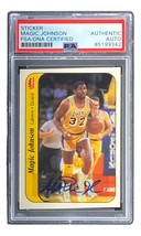 Magic Johnson Signed LA Lakers 1986 Fleer #7 Trading Card PSA/DNA - £153.43 GBP
