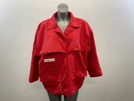 Chori Women&#39;s Vintage Windbreaker Jacket Size Large Button Up Red Long S... - £9.25 GBP