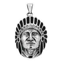 Native American Style Onyx .925 Silver Pendant - £30.74 GBP