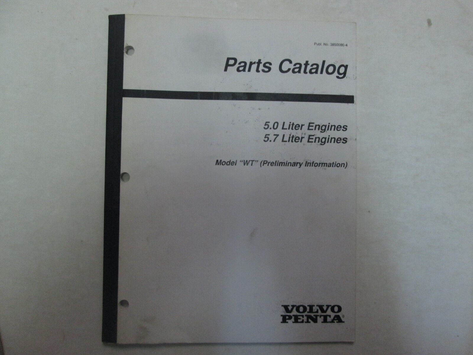Volvo Penta 5.0 5.7 Liter Engines Model WT Parts Catalog Publ No 3850086-4 - $9.69