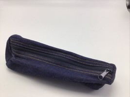 Denim Pencil Case Bag Fabric Vintage School Supply Blue Grommets Binder Barrel  - £15.57 GBP