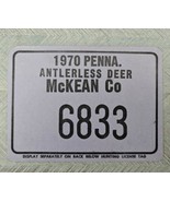 1970 Penna Antlerless Deer 6833 Forest Co Cardboard Hunting License Penn... - £20.29 GBP