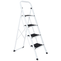 Non-Slip 4 Step Ladder Folding Wide Pedal Steel Stool Convenient Handgri... - £69.21 GBP