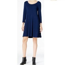 Style &amp; CO Women Petite PM Ink Navy Blue Scoop Neck Swing Dress NWT CI24 - £19.21 GBP