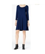 Style &amp; CO Women Petite PM Ink Navy Blue Scoop Neck Swing Dress NWT CI24 - £19.14 GBP