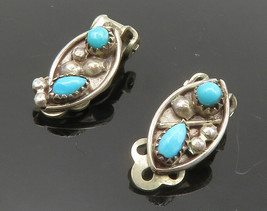 SOUTHWESTERN 925 Silver - Vintage Petite Turquoise Non Pierce Earrings - EG6584 - £30.89 GBP