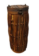 Vintage Bamboo Rattan Multiple Organic Wood Textures Stand With Enclosed Lid - £62.03 GBP