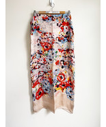 New 74" rectangle KENZO ITALY Floral Silk SCARF Pastel Watercolor Art *read* - $79.19