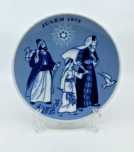 Porsgrund Norway Julen 1975 Christmas Decorative Wall Plate Limited White Blue - £23.13 GBP