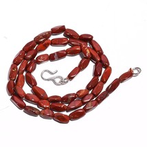 Natural Red Jasper Gemstone Fancy Tube Smooth Beads Necklace 17&quot; UB-3539 - £8.59 GBP