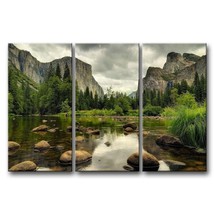Yosemite Mountain Stream 3-Piece Wall Art Framed Print on Canvas - $2,616.95 MXN