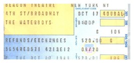 The Waterboys Concert Ticket Stub Octobre 17 1989 New York Ville - £44.35 GBP
