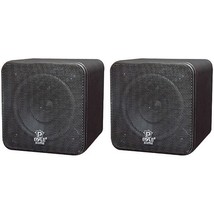 Pyle Home PCB4BK 4&quot; 200-Watt Mini-Cube Bookshelf Speakers (Black) - £69.53 GBP