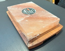 Himalayan Salt Block Plate 12x8x2 and Wood Tray For Seasoning - Sushi - Grilling - £22.02 GBP