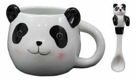Ebros Whimsical China Giant Panda Ceramic Coffee Mug Cup With Spoon Set ... - £15.97 GBP