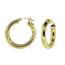 Classy Hoop Earrings 14K Yellow Gold - £232.23 GBP