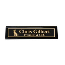 Desk Wedge Name Plate - PERSONALIZED - Cat - 11 Inches (Rosewood Piano) - $43.11