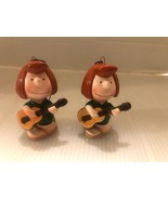 2 1972 United Features Japan Ceramic PEPPERMINT PATTY/PLAYING GUITAR Orn... - £39.81 GBP