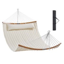 Double Quilted Fabric Hammock, 12 FT Double Hammock with Curved Spreader Bars, 2 - $81.12