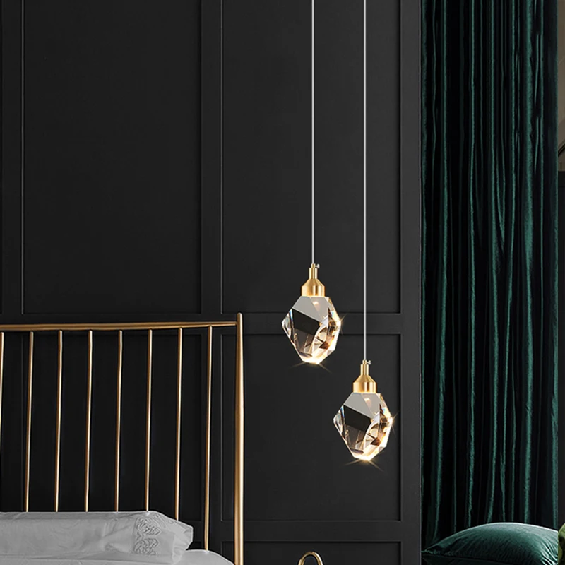 Iralan Pendant Lights Bedroom Led Crystal Nordic Lamp Luminaire Decoration - £62.82 GBP