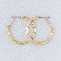 Large Tubular Hoop Earrings Yellow Gold - £11.34 GBP