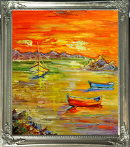 Elliot Fallas-&quot;Hideaway Beach&quot;-Framed Original Oil Painting/Canvas/Signed/COA - £409.31 GBP