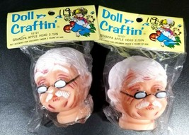 Set of 2 Doll Craftin’ Grandpa Apple Head Vintage Doll Head 2.75" - $18.21