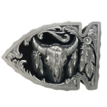 VTG Siskiyou Arrowhead Longhorn Feathers Belt Buckle Feathers Native Western - $64.34