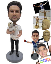 Personalized Bobblehead A Caring Guy Wearing A T-Shirt And Jeans With Boots - Le - $97.00