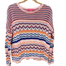 Lilly Pulitzer Womens Multicolor Chevron Knit Sweater L Lightweight Cott... - $48.00