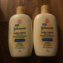 Johnson&#39;s Baby Lotion Shea and Cocoa Butter 15 Oz Discontinued Lot of 2 New  - £36.67 GBP