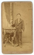Antique CDV Circa 1870&#39;S Young Boy First Communion Catholic Wolf Brooklyn, NY - £8.81 GBP