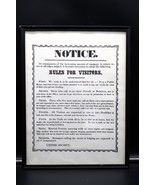 Vtg Reproduction Rules for Visitors Hancock Shakers Fruitland Museum Har... - $553.18 MXN