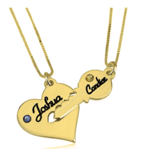 Heart And Key Necklace Set: Sterling Silver, 24K Gold, Rose Gold - $139.99