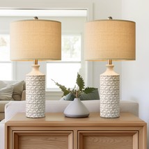 24&quot; Modern Contemporary Ceramic Lamp Set Of 2 For Living Room White Desk Decor L - £93.60 GBP