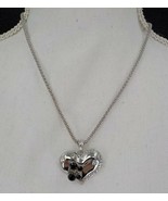 SILVER COLOR SNAKECHAIN NECKLACE HEART CHARM BLACK&amp;CLEAR STONES FASHION ... - $11.99