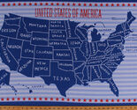23.5" X 44" Panel United States of America USA Map Cotton Fabric Panel D... - $7.80