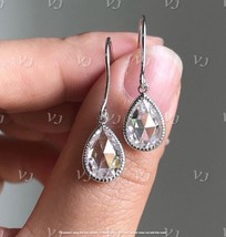 4Ct Pear Cut Simulated Moissanite Drop  &amp;Dangle Earrings 14K White Gold Plated - £32.77 GBP