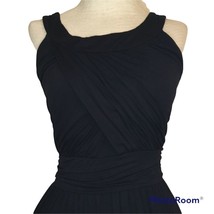 Black Fitted Dress Wrap Breast Front Rayon Texture Ladies Size M - $17.54