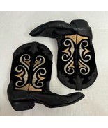 Womens Vaneli Black Gold Silver Cowgirl Vintage Mid Calf Heel Boots Size 11 - $68.38 CAD