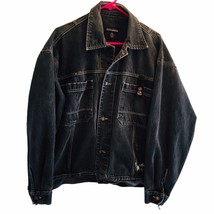 Brooklyn Express Jean Jacket Distressed Black Faded XL Raw Denim 100% Co... - $47.45