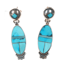 Supersmith David Rosales turquoise channel inlay sterling earrings - £130.19 GBP