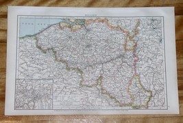 1893 Original Antique Map Of Belgium / Charleroi Inset Map / Luxembourg - £15.05 GBP